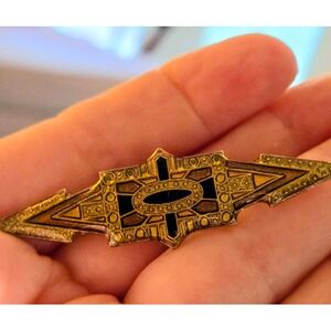Art Deco Enamel Goldtone Brooch Vintage 50s Rare